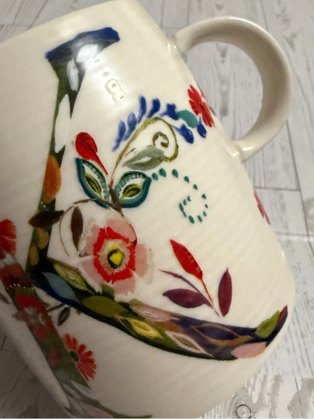 Anthropologie Coffee Cup Mug Inital Letter‎ K Monogram by Starla M Halfmann